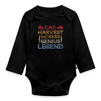 Harvest Agriculture Work Vegetables - Organic Longsleeve Baby Bodysuit - black - Front
