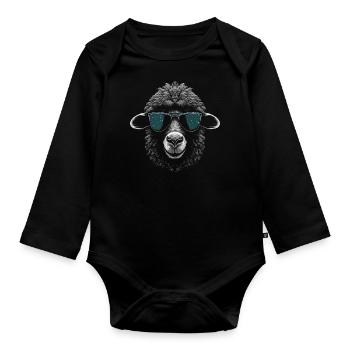 Schaf Sonnenbrille - Baby Bio-Langarm-Body - Schwarz - Vorne