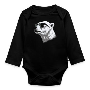 Polar Bear Sunglasses - Organic Longsleeve Baby Bodysuit - black - Front