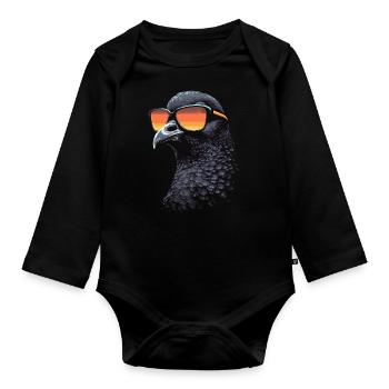 Taube Sonnenbrille - Baby Bio-Langarm-Body - Schwarz - Vorne