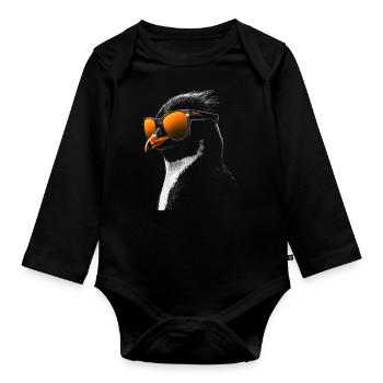 Lunettes de soleil pingouin - Body Bébé bio manches longues - noir - Devant