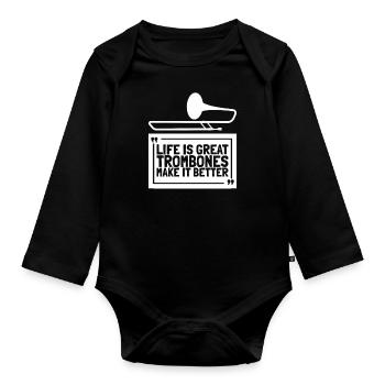 Spielmannszug Posaune Lustig - Baby Bio-Langarm-Body - Schwarz - Vorne