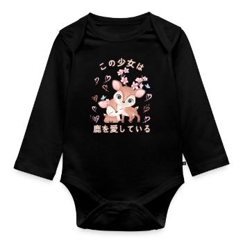 Hirsch Liebe Mama Hirsch Und Baby Jugend - Baby Bio-Langarm-Body - Schwarz - Vorne