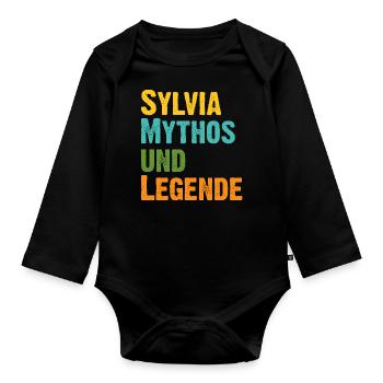 Mythos Sylvia die Legende Vorname Sylvia - Baby Bio-Langarm-Body - Schwarz - Vorne