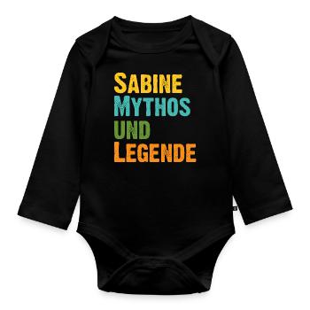 Mythos Sabine die Legende Vorname Sabine - Baby Bio-Langarm-Body - Schwarz - Vorne
