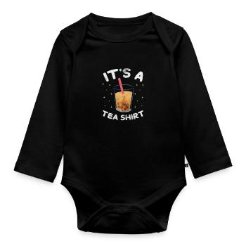 Bubble Tea Boba Tea Kawaii Cadeau - Body Bébé bio manches longues - noir - Devant
