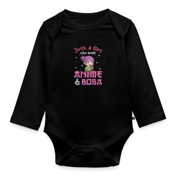 Bubble Tea Anime Boba Tea Kawaii Cadeau - Body Bébé bio manches longues - noir - Devant