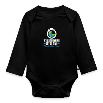 Climate change - Organic Longsleeve Baby Bodysuit - black - Front