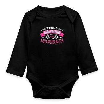 Microbiologist Proud Girlfriend Of Microbiology - Organic Longsleeve Baby Bodysuit - black - Front