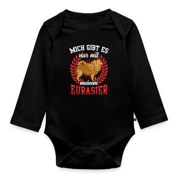 Gibt es nur mit Eurasier Spitz Eurasian Dog - Baby Bio-Langarm-Body - Schwarz - Vorne