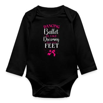 Ballet Dancer Dance Girl Ballerina - Baby Bio-Langarm-Body - Schwarz - Vorne