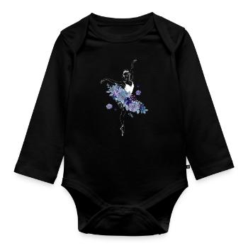 Ballet Dancer Dance Girl Ballerina - Baby Bio-Langarm-Body - Schwarz - Vorne