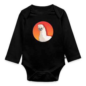 Silk Chicken Silkie Chickens Silk Chickens Gift - Organic Longsleeve Baby Bodysuit - black - Front