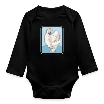 Silk Chicken Silk Chickens Silkie Chickens Gift - Organic Longsleeve Baby Bodysuit - black - Front