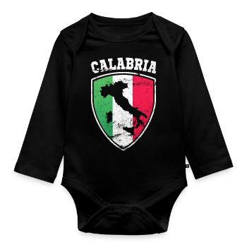 Calabria Italia Flag Souvenir Italian Vintage - Body Bébé bio manches longues - noir - Devant