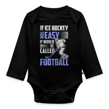 Ice Hockey Ice Hockey Stick Skates - Organic Longsleeve Baby Bodysuit - black - Front