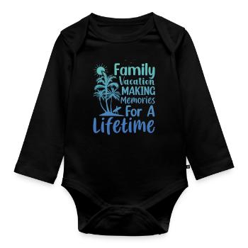 Vacances d’été en famille Créer des souvenirs - Body Bébé bio manches longues - noir - Devant
