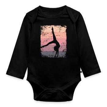 Gymnaste Gymnaste Gymnastique Rythmique Rétro - Body Bébé bio manches longues - noir - Devant