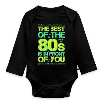 80s Eighties 80s - Organic Longsleeve Baby Bodysuit - black - Front