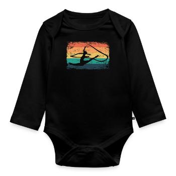 Gymnaste Gymnaste Gymnastique Rythmique Rétro - Body Bébé bio manches longues - noir - Devant