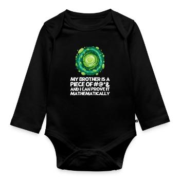 Ich hasse meinen Bruder Spruch mit Cartoon Portal - Baby Bio-Langarm-Body - Schwarz - Vorne