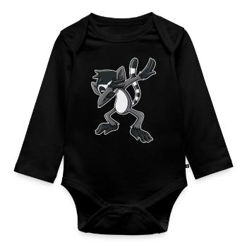 Lémurien Dabbing - Body Bébé bio manches longues - noir - Devant