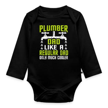 Rohrschlosser Klempner Rohleger Bauarbeiter - Baby Bio-Langarm-Body - Schwarz - Vorne