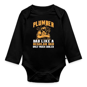 Rohrschlosser Klempner Rohleger Bauarbeiter - Baby Bio-Langarm-Body - Schwarz - Vorne