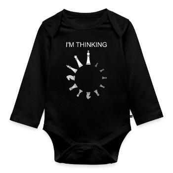 Ich denke nach, Schachfiguren - Baby Bio-Langarm-Body - Schwarz - Vorne