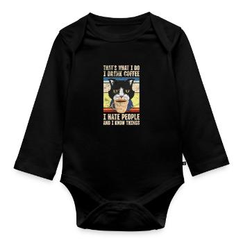 Kaffee - Baby Bio-Langarm-Body - Schwarz - Vorne