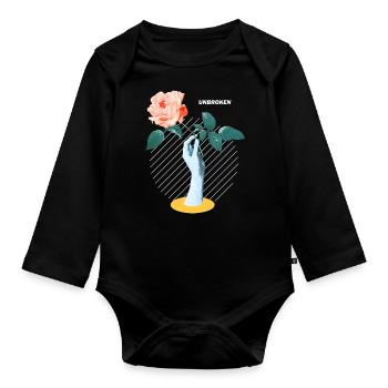 Unbroken Flower Aesthetic Art Graphic - Organic Longsleeve Baby Bodysuit - black - Front