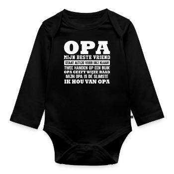 Opa mijn beste vriend - Body Bébé bio manches longues - noir - Devant