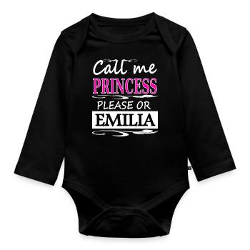 Ich bin Emilia ich heiße Emilia Geschenkidee - Baby Bio-Langarm-Body - Schwarz - Vorne