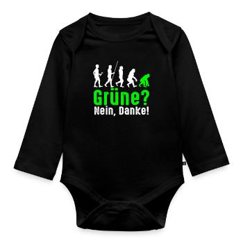 Grün Nein Danke Stellungnahme - Baby Bio-Langarm-Body - Schwarz - Vorne