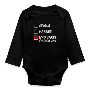 Pas d’intérêt Attitude envers la vie Dicton cynique - Body Bébé bio manches longues - noir - Devant