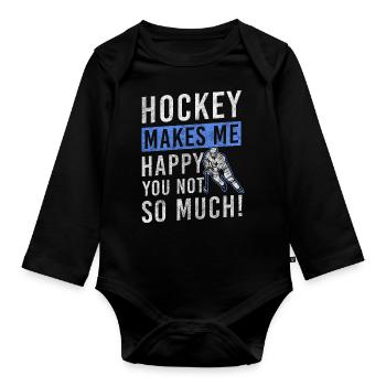Équipe d’entraînement de la rondelle de hockey - Body Bébé bio manches longues - noir - Devant
