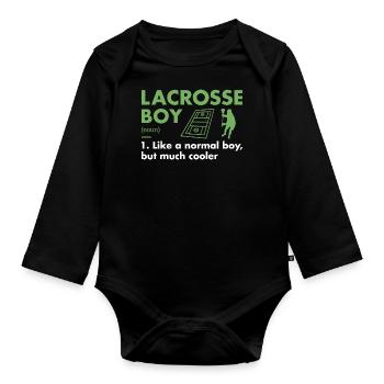 Sport Boy Definition Lacrosse - Organic Longsleeve Baby Bodysuit - black - Front