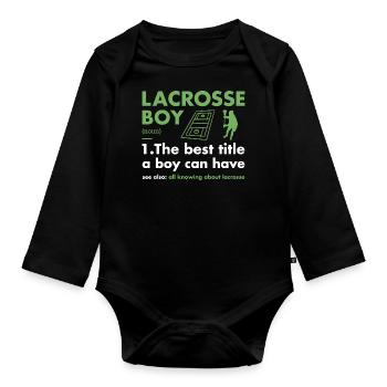 Sport Boy Definition Lacrosse - Organic Longsleeve Baby Bodysuit - black - Front