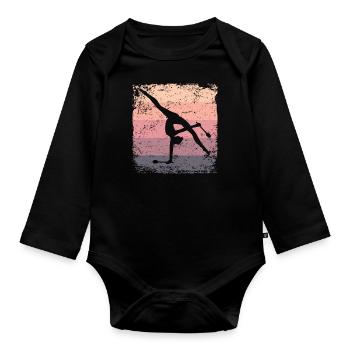 Gymnast Legs Retro Rhythmic Gymnastics - Organic Longsleeve Baby Bodysuit - black - Front
