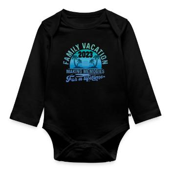 Vacances d’été en famille Créer des souvenirs - Body Bébé bio manches longues - noir - Devant