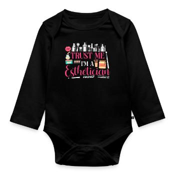 Cute Licensed Esthetician Skincare - Baby Bio-Langarm-Body - Schwarz - Vorne