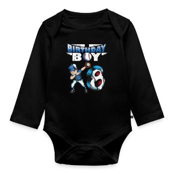 Birthday Girl Baseball Player Birthday Boy 8 - Organic Longsleeve Baby Bodysuit - black - Front