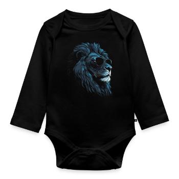 Lion Sunglasses - Organic Longsleeve Baby Bodysuit - black - Front
