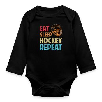 Sports Ice Hockey Stick Ice Goalkeeper - Organic Longsleeve Baby Bodysuit - black - Front