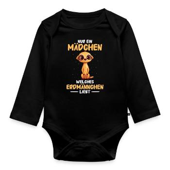 Erdmännchen Scharrtier Tier - Baby Bio-Langarm-Body - Schwarz - Vorne