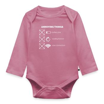 Annoying things - Organic Longsleeve Baby Bodysuit - mauve - Front