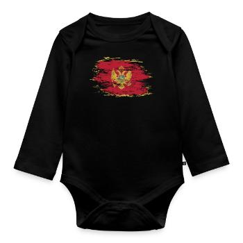 Montenegro Flagge used - Baby Bio-Langarm-Body - Schwarz - Vorne