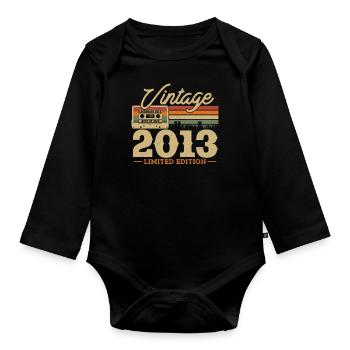 Anniversaire Vintage 2013 Édition Limitée - Body Bébé bio manches longues - noir - Devant