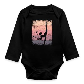 Gymnast Legs Retro Rhythmic Gymnastics - Organic Longsleeve Baby Bodysuit - black - Front