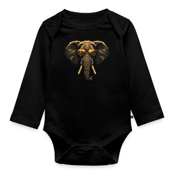 Lunettes de soleil d'éléphants - Body Bébé bio manches longues - noir - Devant